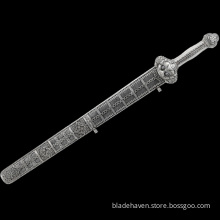Ming Dynasty Yongle Sword Original Sculpture Pure Silver Set Meteorite Iron Forging